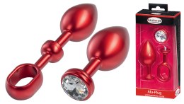 MALESATION Alu-Plug with handle & crystal large, red Malesation