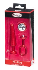 MALESATION Alu-Plug with handle & crystal medium, red Malesation