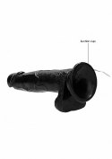 Vibrating Realistic Cock - 8" - With Scrotum - Black RealRock