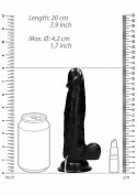 Vibrating Realistic Cock - 8" - With Scrotum - Black RealRock