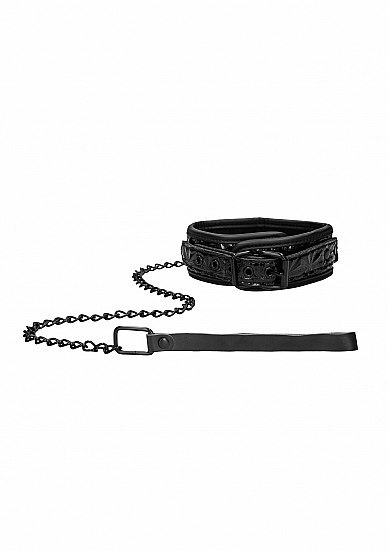 Luxury Collar with Leash - Black Ouch! Luxury Collar with Leash - Black Ouch!