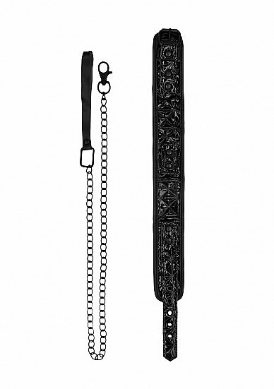 Luxury Collar with Leash - Black Ouch! Luxury Collar with Leash - Black Ouch!
