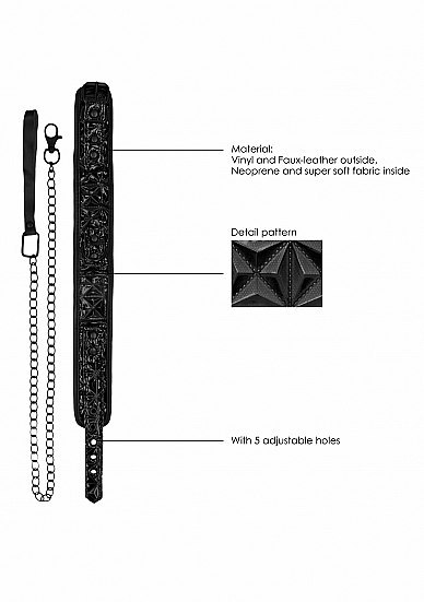 Luxury Collar with Leash - Black Ouch! Luxury Collar with Leash - Black Ouch!