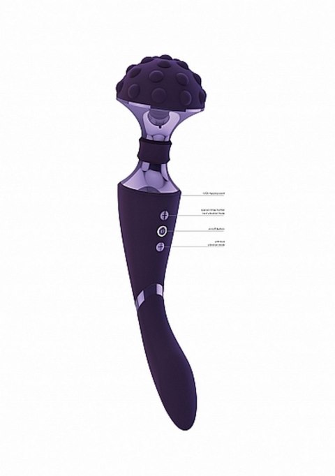Dwustronny masażer łechtaczki wibrator 28cm 10 trybów fioletowy Vive Dwustronny masażer łechtaczki wibrator 28cm 10 trybów fioletowy Vive