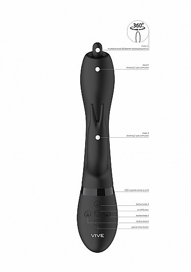 Nilo - Pinpoint Rotating G-spot Rabbit - Black Vive Nilo - Pinpoint Rotating G-spot Rabbit - Black Vive