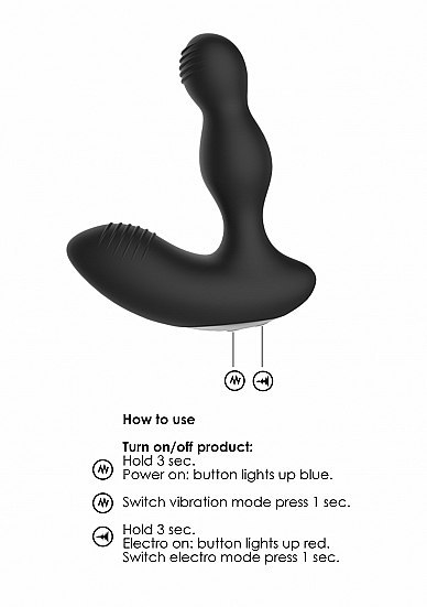 Remote Controlled E-Stim & Vibrating Prostate Massager - Black ElectroShock Remote Controlled E-Stim & Vibrating Prostate Massager - Black ElectroShock