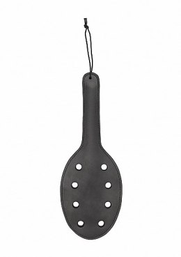 Saddle Leather Paddle With 8 Holes - Black Ouch! Pain