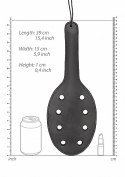 Saddle Leather Paddle With 8 Holes - Black Ouch! Pain