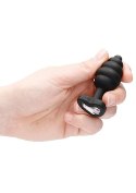 Regular Ribbed Diamond Heart Plug - Black Ouch!