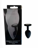 Plug-Diamond King Butt Plug - Silicone Black Large Clear Power Escorts