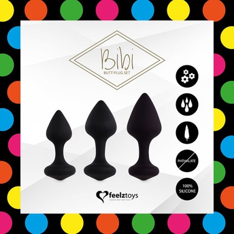 FeelzToys - Bibi Butt Plug Set 3 pcs Black FeelzToys FeelzToys - Bibi Butt Plug Set 3 pcs Black FeelzToys