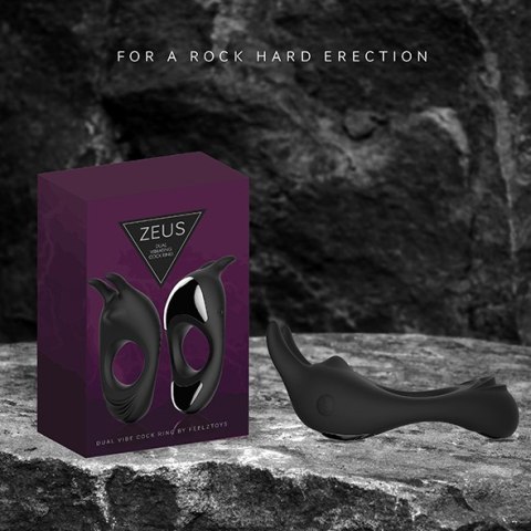 FeelzToys - Zeus Dual Vibe Cockring Zwart FeelzToys FeelzToys - Zeus Dual Vibe Cockring Zwart FeelzToys