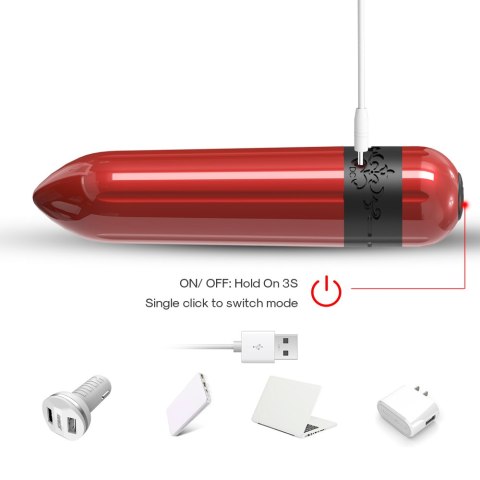 Mini wibrator mały masażer łechtaczki 7 cm 9 trybów czerwony Boss Series Joy Mini wibrator mały masażer łechtaczki 7 cm 9 trybów czerwony Boss Series Joy
