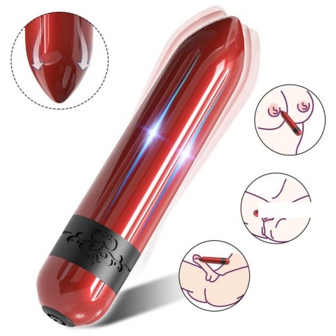 Mini wibrator mały masażer łechtaczki 7 cm 9 trybów czerwony Boss Series Joy Mini wibrator mały masażer łechtaczki 7 cm 9 trybów czerwony Boss Series Joy