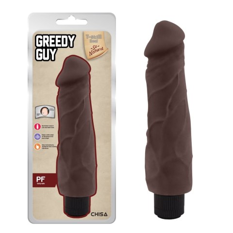 Ciemny realistyczny wibrator Greedy Guy-Brown T-skin Real