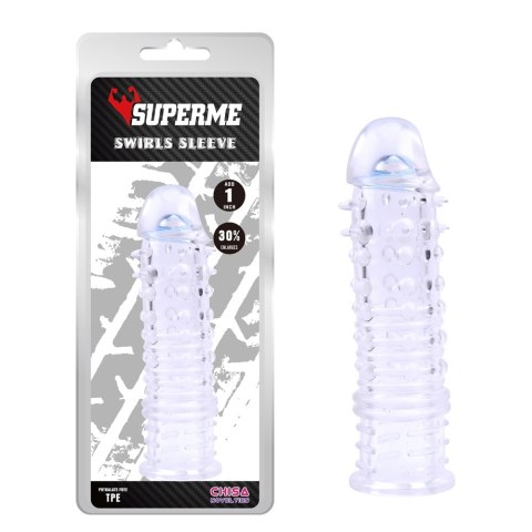 Stymulująca Nakładka Na Penisa Swirls Sleeve-Clear Super Me Stymulująca Nakładka Na Penisa Swirls Sleeve-Clear Super Me
