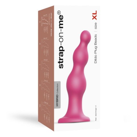 DILDO PLUG BEADS METALLIC RASPBERRY PINK - XL Strap-on-me