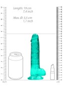 7"" / 19 cm Realistic Dildo With Balls - Turquoise RealRock