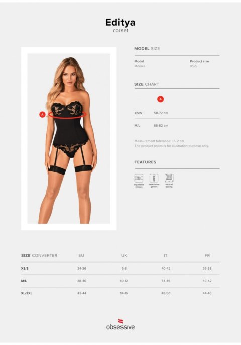 Gorset czarny Editya XS/S Obsessive Gorset czarny Editya XS/S Obsessive