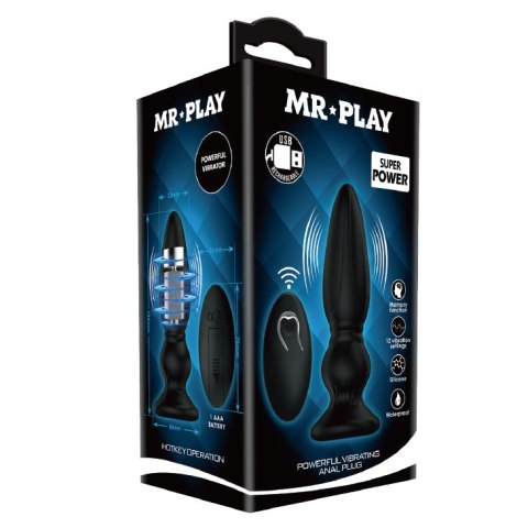 Mocny wibrujący ładowany korek analny 12cm 12tryb Mr. Play Mocny wibrujący ładowany korek analny 12cm 12tryb Mr. Play