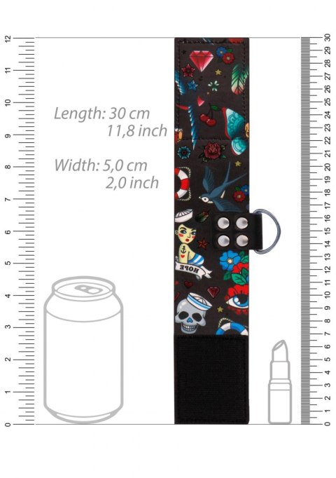 Printed Ankle Cuffs - Old School Tattoo Style - Black Ouch! Printed Ankle Cuffs - Old School Tattoo Style - Black Ouch!