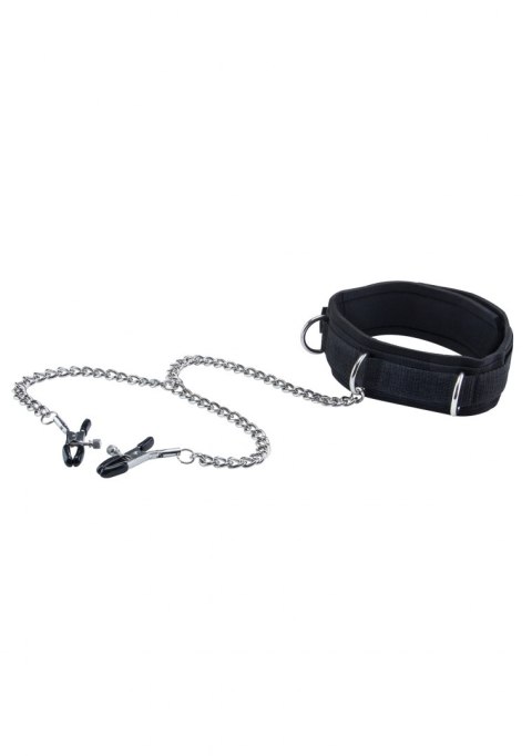 Velcro Collar With Nipple Clamps - With Adjustable Straps Ouch! Velcro Collar With Nipple Clamps - With Adjustable Straps Ouch!