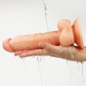 Giętki żyły penis gruby z przyssawką dildo 20 cm Lovetoy