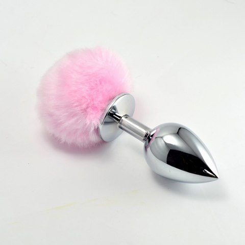 Korek analny z różowym puszkiem ze stali 8 cm Lovetoy Korek analny z różowym puszkiem ze stali 8 cm Lovetoy