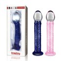 Szklane niebieskie dildo spiralna struktura 21 cm Lovetoy