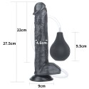 Czarne dildo żylaste przyssawka i wytrysk 28 cm Lovetoy