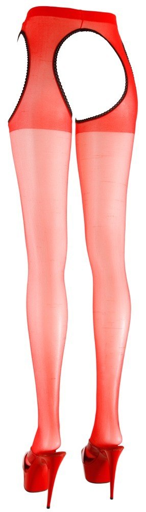 Pończochy z pasem czerwone L/XL Cottelli LEGWEAR Pończochy z pasem czerwone L/XL Cottelli LEGWEAR