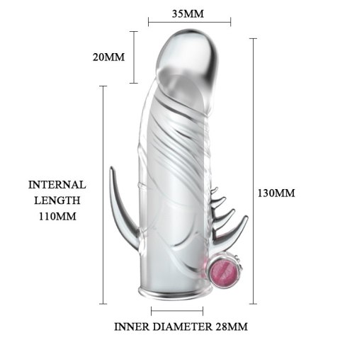 Wibrująca przedłużka nakładka na penisa plus 2cm BAILE Wibrująca przedłużka nakładka na penisa plus 2cm BAILE