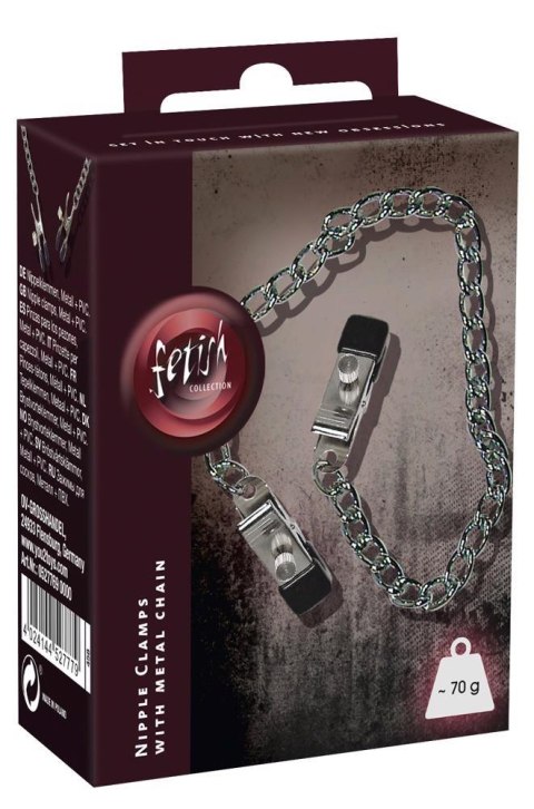 Klipsy na sutki zaciski unisex BDSM z łańcuszkiem Fetish Collection Klipsy na sutki zaciski unisex BDSM z łańcuszkiem Fetish Collection