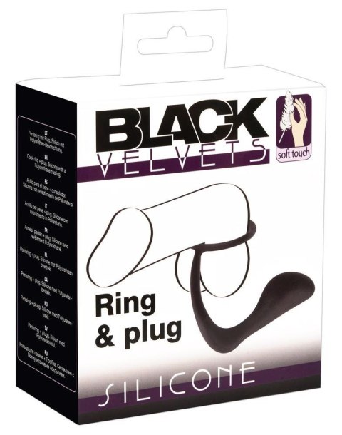 Korek analny zatyczka z pierścieniem na penisa 10cm Black Velvets Korek analny zatyczka z pierścieniem na penisa 10cm Black Velvets