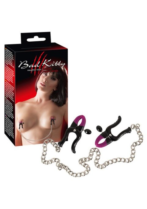 Regulowane zaciski klarmy na sutki z łańcuszkiem Bad Kitty Regulowane zaciski klarmy na sutki z łańcuszkiem Bad Kitty