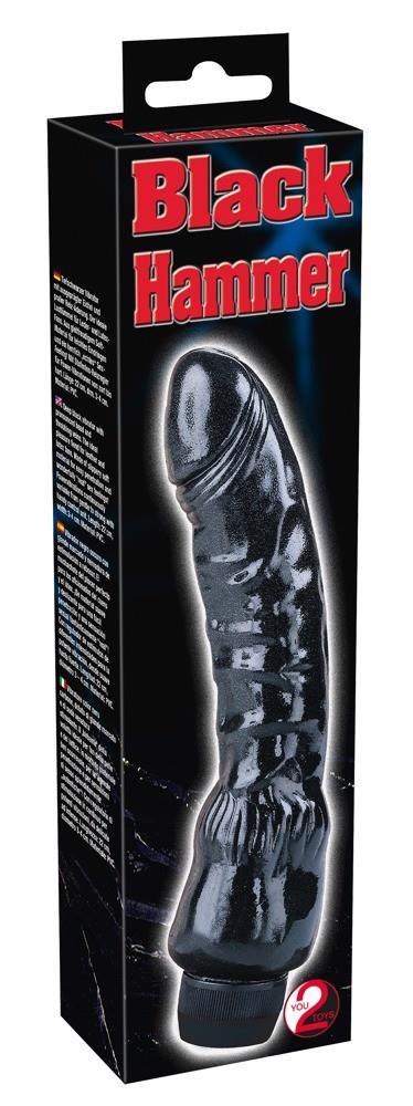 Wibrator realistyczny - czarny śliski penis 22 cm You2Toys Wibrator realistyczny - czarny śliski penis 22 cm You2Toys