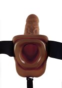 Proteza-HOLLOW STRAP-ON W BALLS 9"""" BROWN Fetish Fantasy