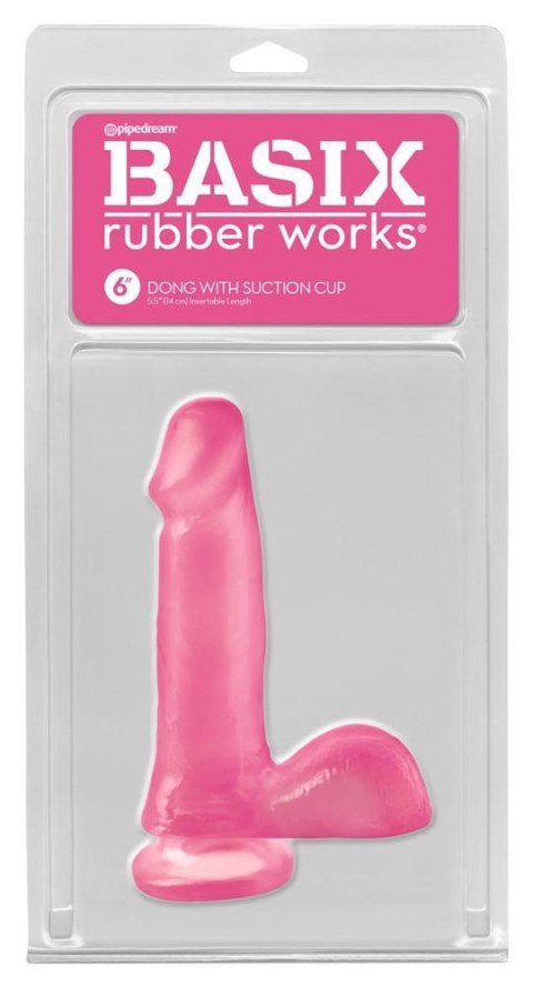 BRW 6" Dong Suction Cup Pink Basix Rubber Works BRW 6" Dong Suction Cup Pink Basix Rubber Works