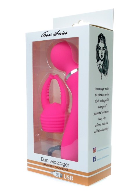 Dual Massager + overlay USB 10+10 functions Pink Boss Series Vision Dual Massager + overlay USB 10+10 functions Pink Boss Series Vision