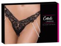 STRINGI CZARNE Z PERŁAMI S/M Cottelli LINGERIE