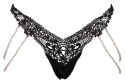 STRINGI CZARNE Z PERŁAMI S/M Cottelli LINGERIE