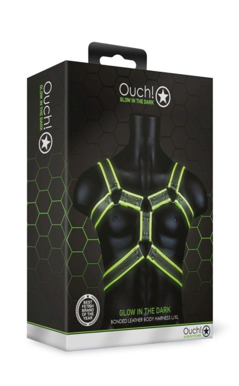 Body Harness - Glow in the Dark - Neon Green/Black - L/XL Ouch! Body Harness - Glow in the Dark - Neon Green/Black - L/XL Ouch!
