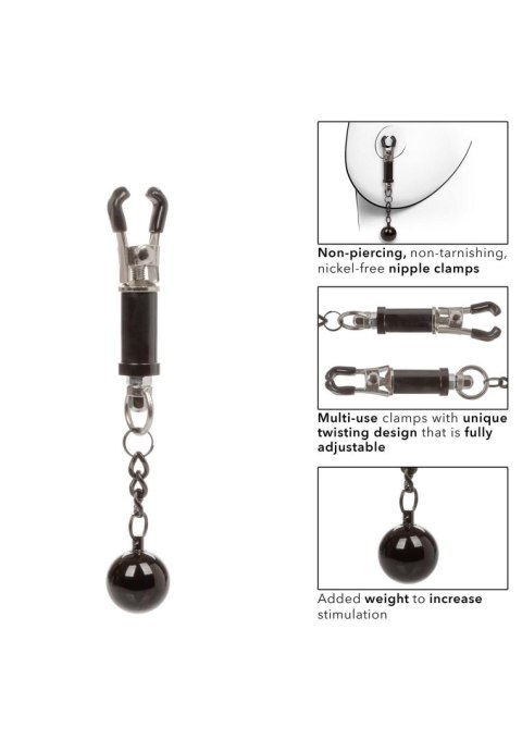 Weighted Twist Nipple Clamps Silver CalExotics Weighted Twist Nipple Clamps Silver CalExotics