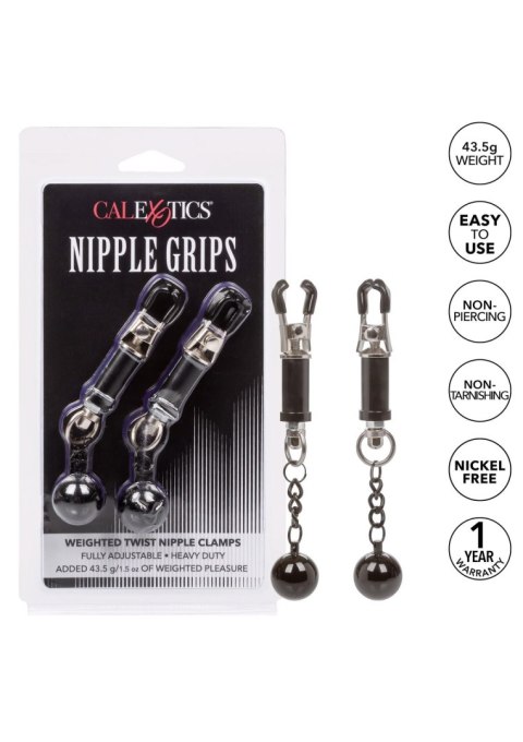 Weighted Twist Nipple Clamps Silver CalExotics Weighted Twist Nipple Clamps Silver CalExotics