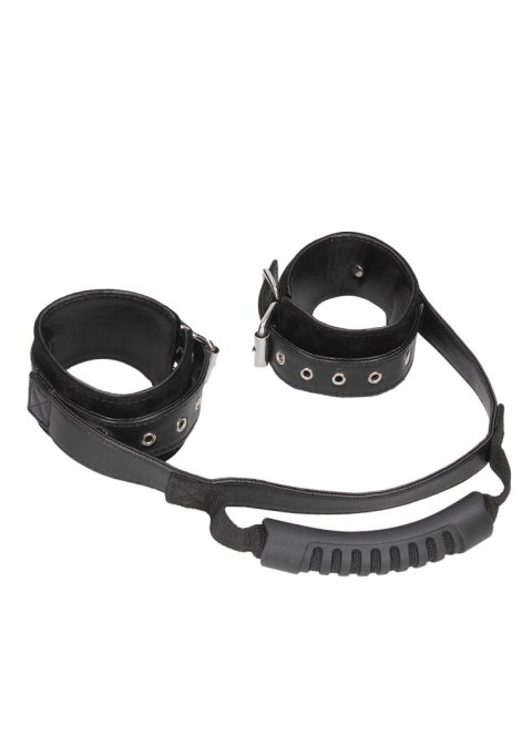 Bonded Leather Hand Cuffs With Handle Ouch! Bonded Leather Hand Cuffs With Handle Ouch!