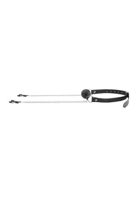 Breathable Ball Gag With Nipple Clamps Ouch! Breathable Ball Gag With Nipple Clamps Ouch!