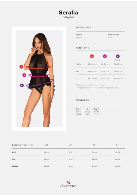 Serafia babydoll i stringi XS/S Obsessive Serafia babydoll i stringi XS/S Obsessive