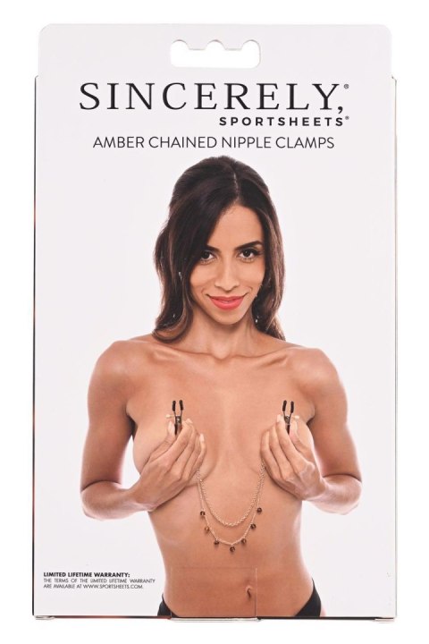 SPORTSHEETS AMBER CHAINED NIPPLE CLAMPS Sportsheets SPORTSHEETS AMBER CHAINED NIPPLE CLAMPS Sportsheets