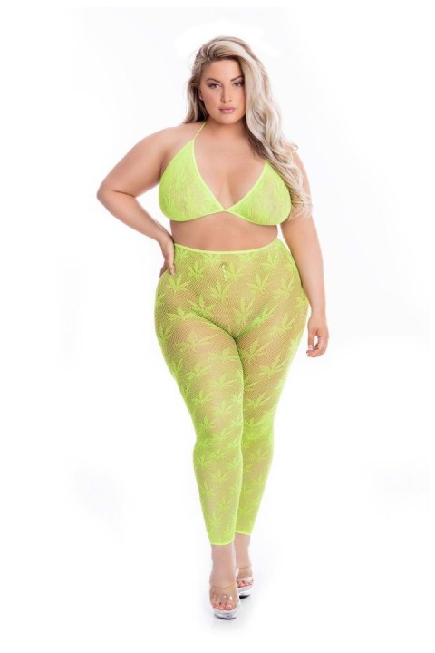 ALL ABOUT LEAF BRA SET GRN, PLUS SIZE Pink Lipstick Lingerie