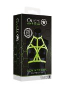 Bra Harness - Glow in the Dark - Neon Green/Black - S/M Ouch!